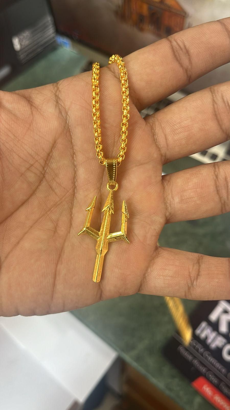 Gold Plated Trishul Pendant