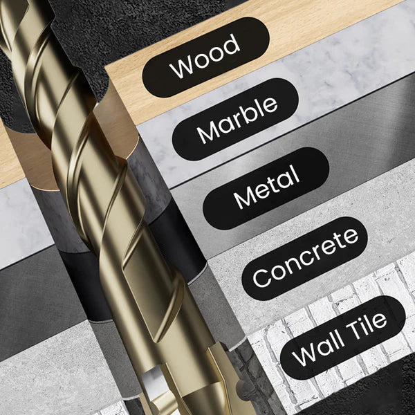 High-Strength 4-Flute Serrated Eccentric Drill Bit Kit - (Set of 13)