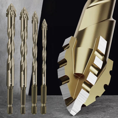 High-Strength 4-Flute Serrated Eccentric Drill Bit Kit - (Set of 13)