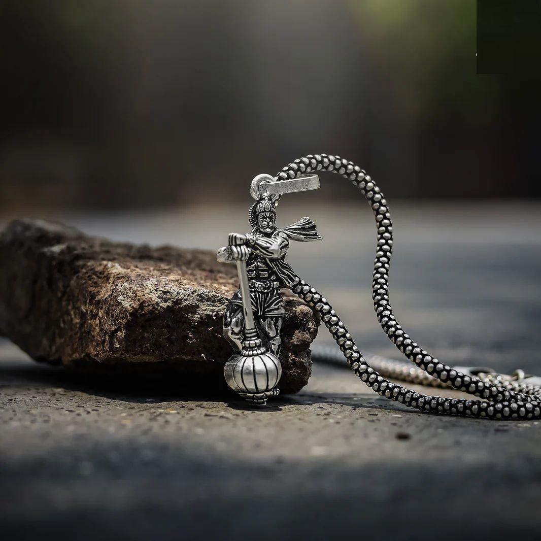 Hanumanji With Silver Gada Pendant