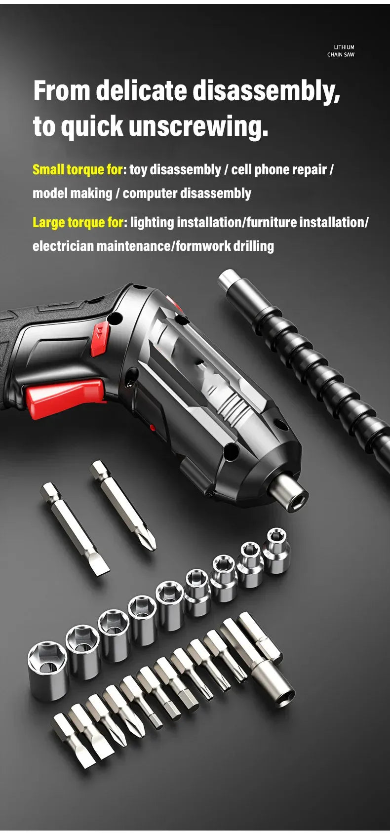 Metal Electric Screwdriver with 47 pcs Screwdriver Bit Set