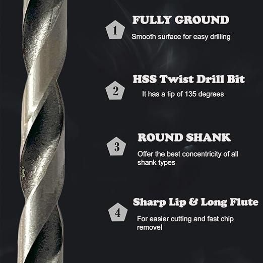 High-Strength 4-Flute Serrated Eccentric Drill Bit Kit - (Set of 13)
