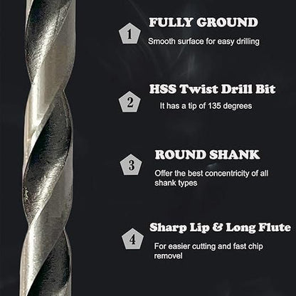 High-Strength 4-Flute Serrated Eccentric Drill Bit Kit - (Set of 13)