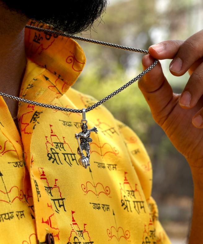 Hanumanji With Silver Gada Pendant