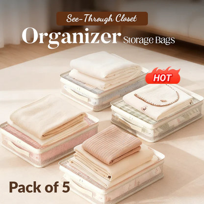 Transparent storage bags for the wardrobe | Pack of 5